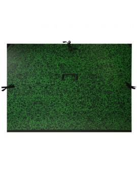 Tekeningenmap met linten en handvat - zwart / groen gevlekt